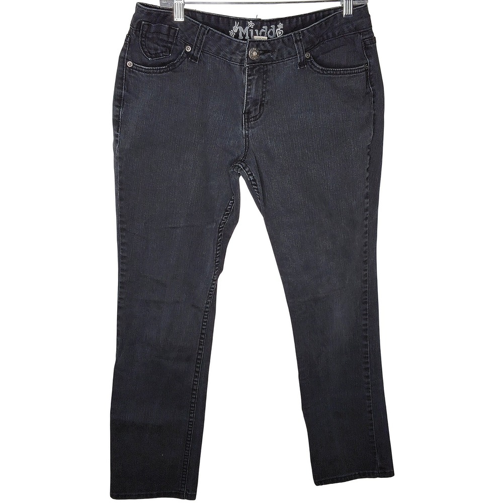 Y2K Mudd Skinny Jeans Women 15 Faded Black Stretch Denim Mid Rise Slim Fit
